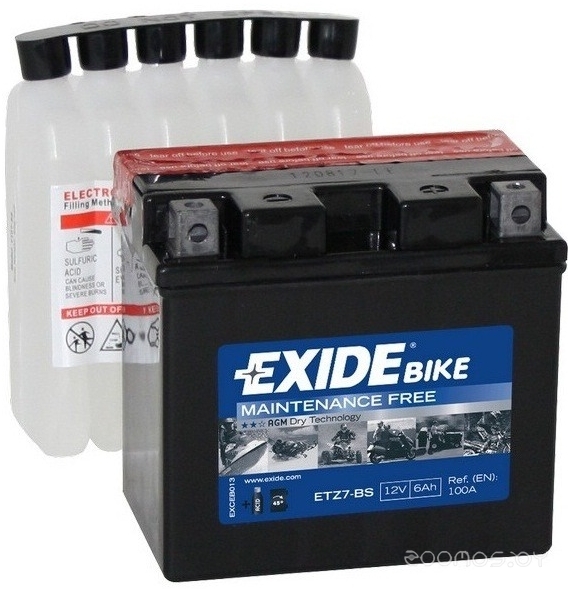 EXIDE ETZ7-BS_аккумуляторная батарея! евро 6Ah 100A 113/70/105 moto\