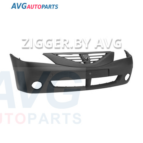 Бампер передний черный с отв. противотуманок Logan 04-08 (Dacia)