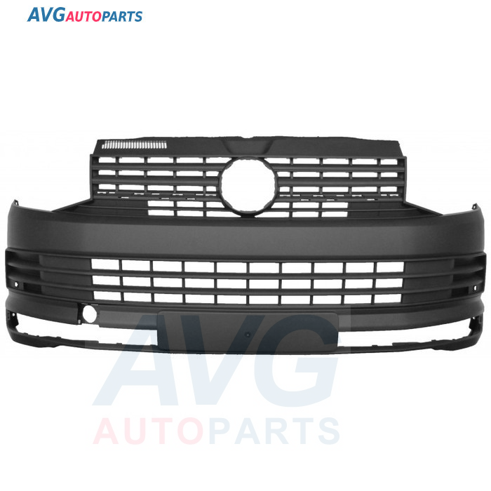 Бампер передний черный с отверстиями под омыватели фар 16-